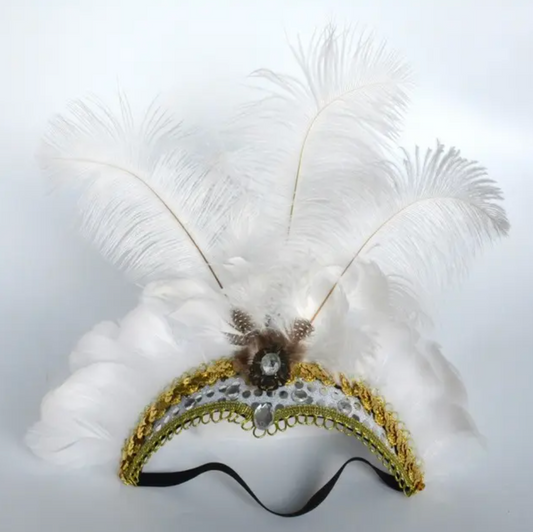 Diadema de plumas - Blanca y Colores